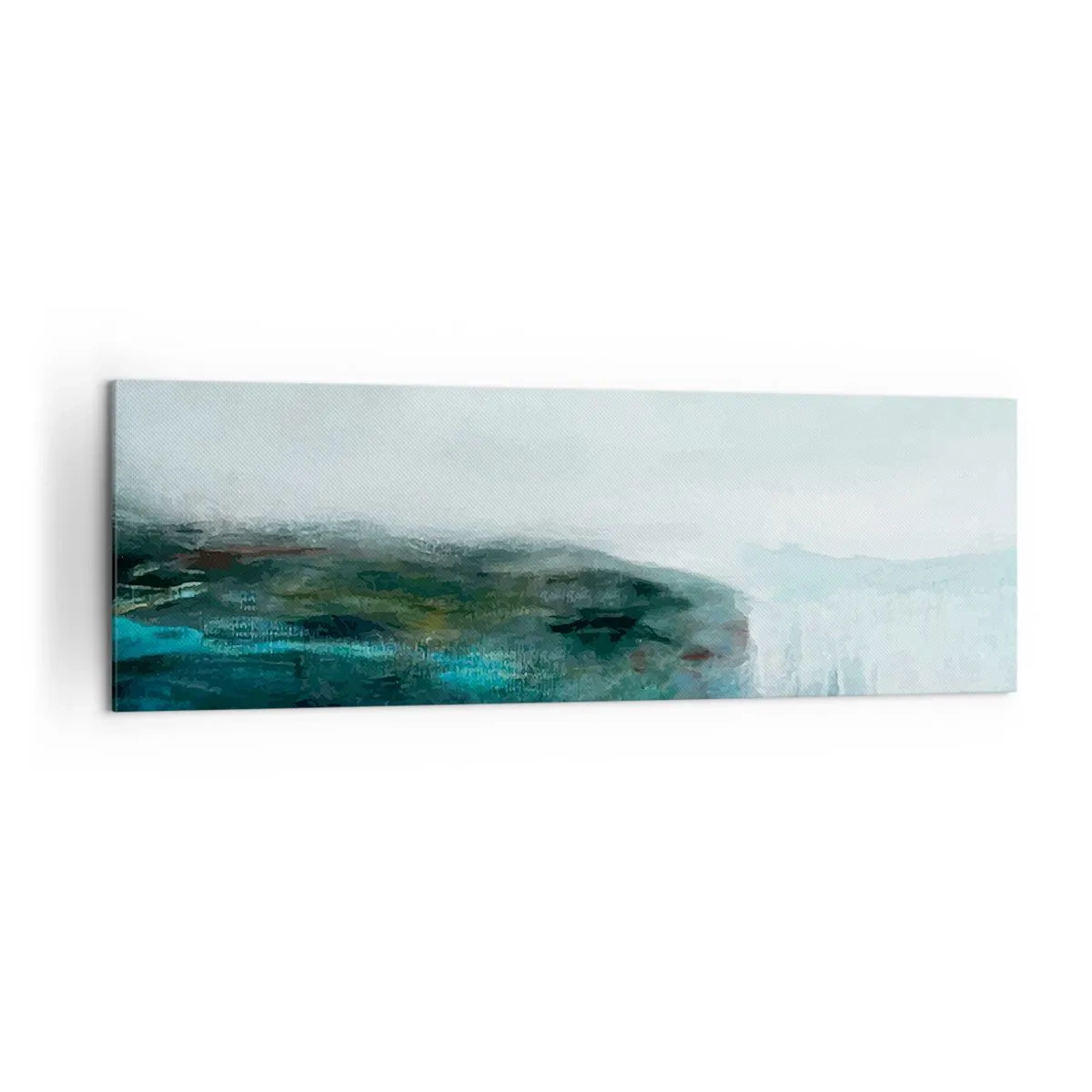 Impression sur toile - Image sur toile - Paysage abstrait dans les tons turquoise et gris - 160x50cm - Abstraction nautique - Décoration murale moderne pour le salon et la chambre ARTTOR