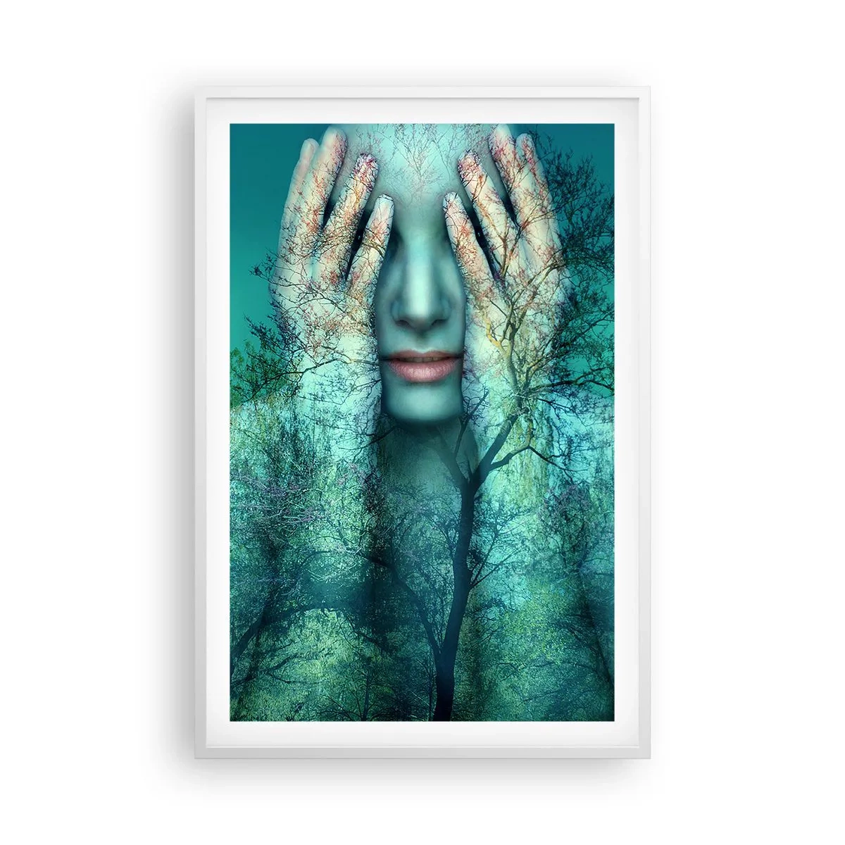 Affiche dans un cadre blanc - Poster - immergé dans l'azur - 61x91 cm