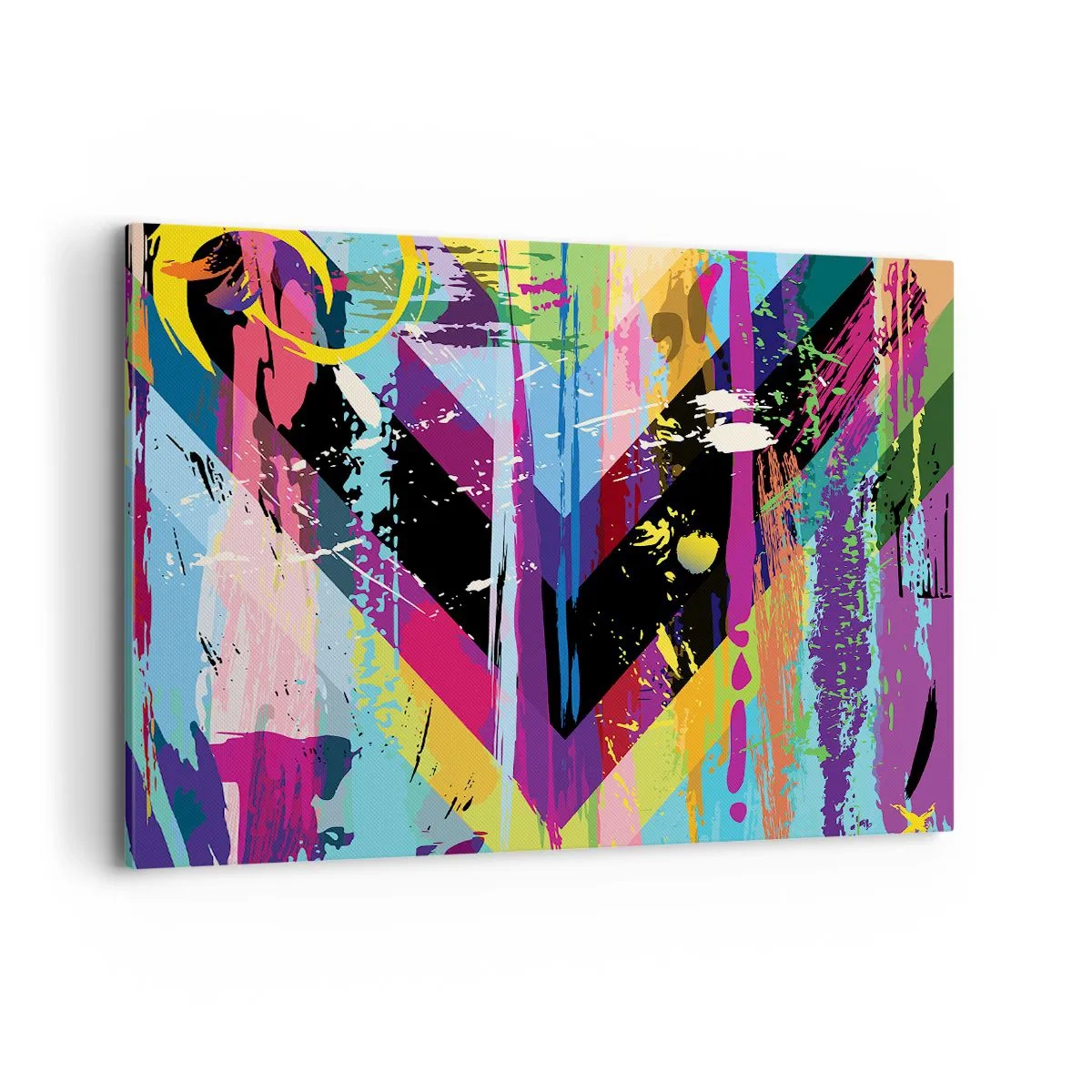 Impression sur toile - Image sur toile - Motif abstrait avec des formes géométriques colorées - 120x80cm - De haut en bas - Décoration murale moderne pour le salon et la chambre ARTTOR