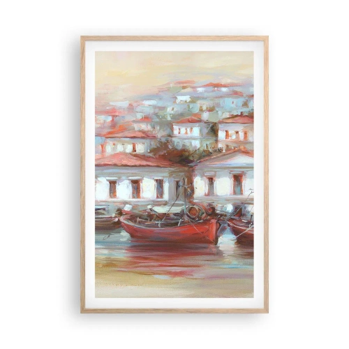 Affiche dans un chêne clair - Poster - Petite ville heureuse - 61x91 cm