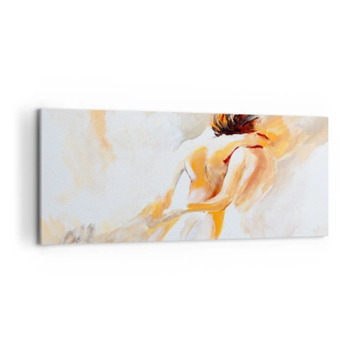 Impression sur toile - Image sur toile - Scène abstraite d'une étreinte romantique - 120x50cm - Proximité dans le ciel - Décoration murale moderne pour le salon et la chambre ARTTOR