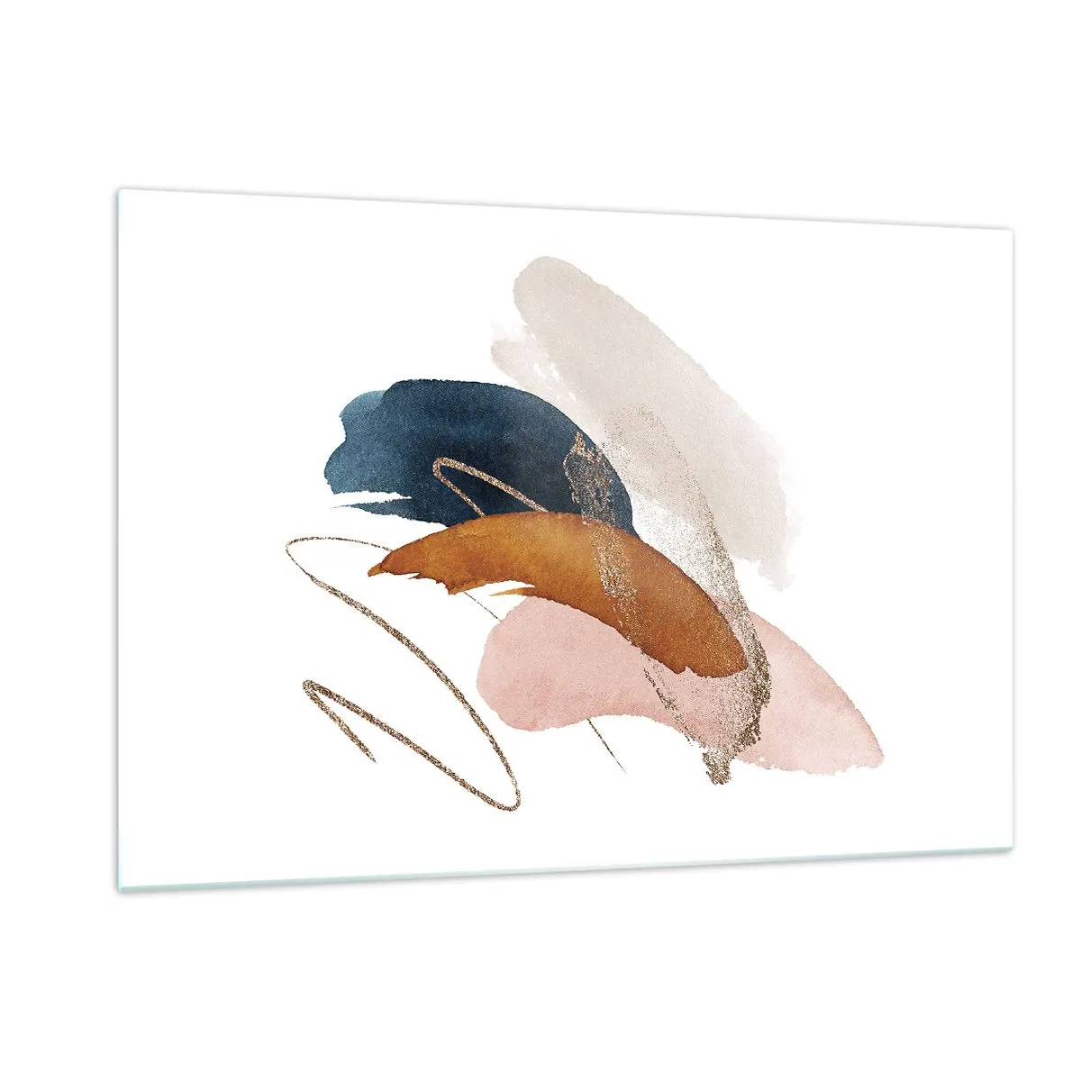 Impression sur verre - Image sur verre - Coups de pinceau abstraits aux couleurs douces - 120x80cm - Composition ailée - Décoration murale moderne pour le salon et la chambre ARTTOR