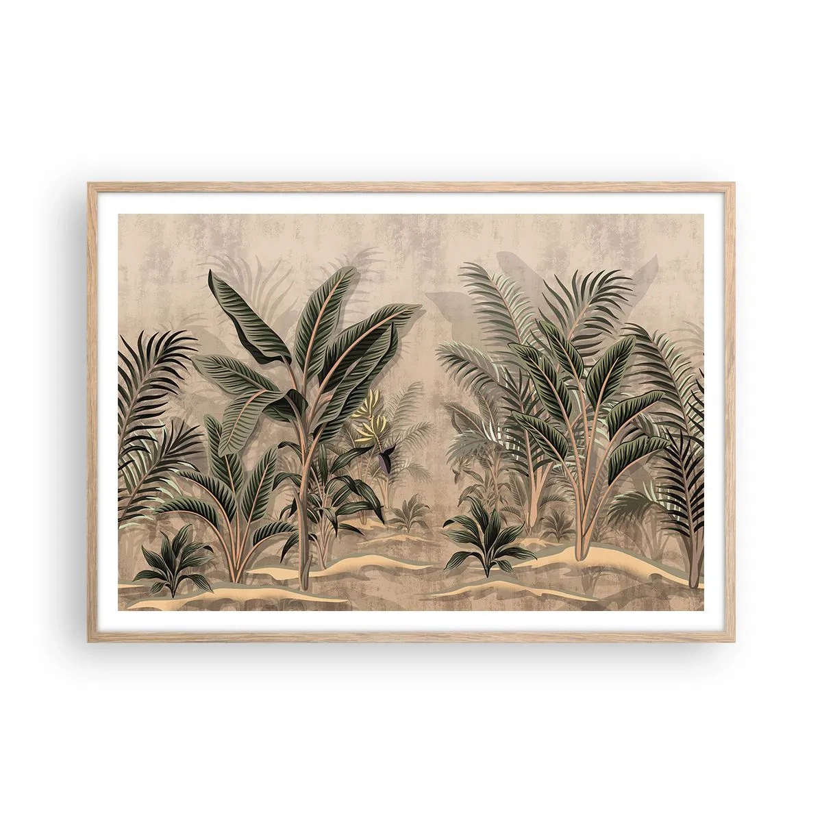 Affiche dans un chêne clair - Poster - Une gravure de style colonial - 100x70 cm