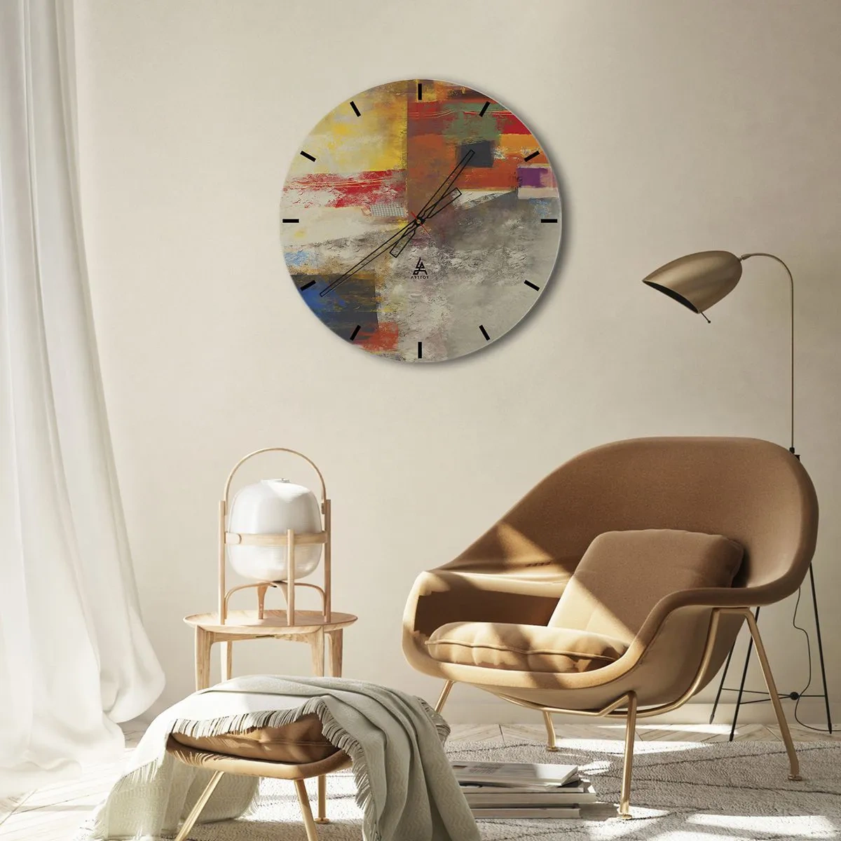 Horloge murale - Pendule murale - Géométrie des couleurs - 30x30 cm
