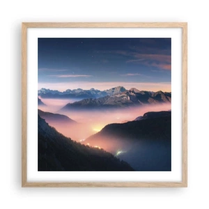 Affiche dans un chêne clair - Poster - Lumière dans les vallées - 50x50 cm