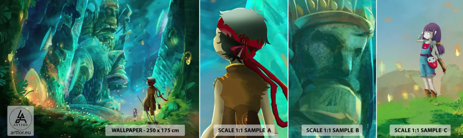 Échantillon De Papier Peint Standard Eco - Du grand livre des contes de fées - Fantaisie, Conte de fées pour les enfants, Conte de fées - 100x30 cm