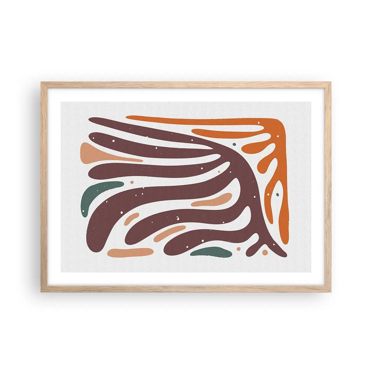 Affiche dans un chêne clair - Poster - Composition organique rayonnante - 70x50 cm