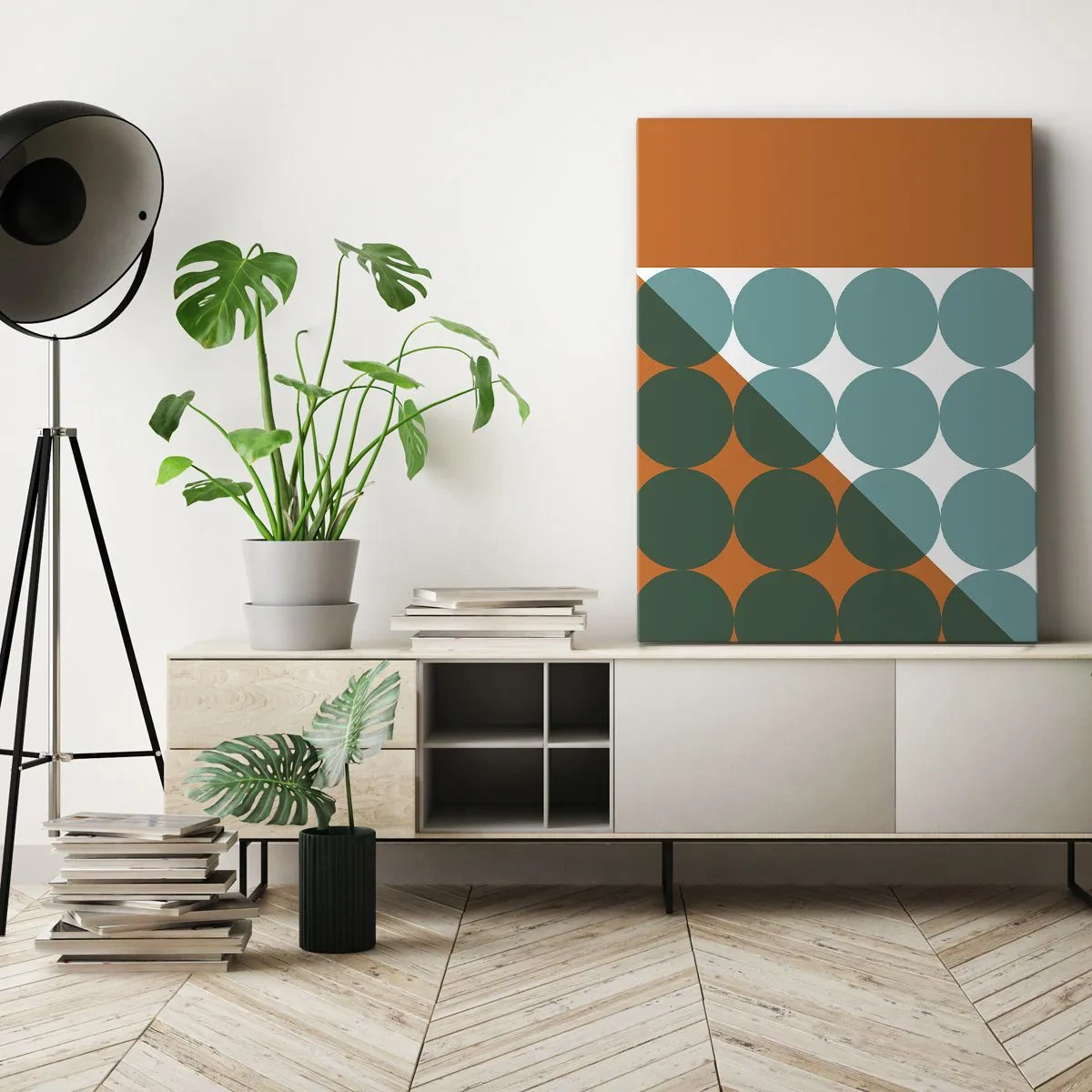 Impression sur toile - Image sur toile - Motifs géométriques aux couleurs contrastées - 50x70cm - En haut et en diagonale - Décoration murale moderne pour le salon et la chambre ARTTOR