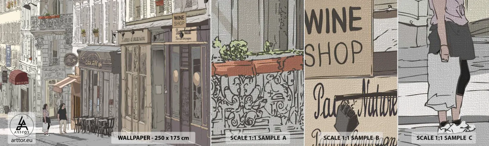 Échantillon de Papier Peint Premium Canvas - Joie de la ville - Architecture, Ville, Paris - 100x30 cm