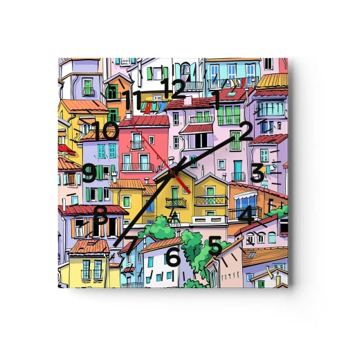 Horloge murale - Pendule murale - Ville joyeuse - 40x40 cm