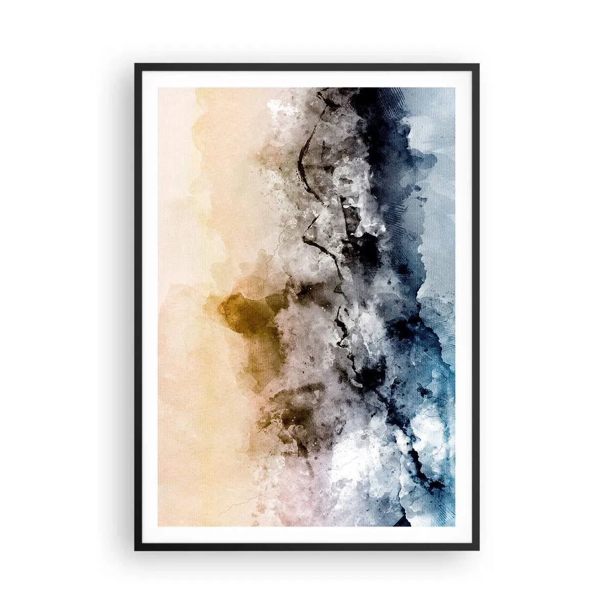 Affiche dans un cadre noir - Poster - Noyé dans un nuage de brouillard - 70x100 cm