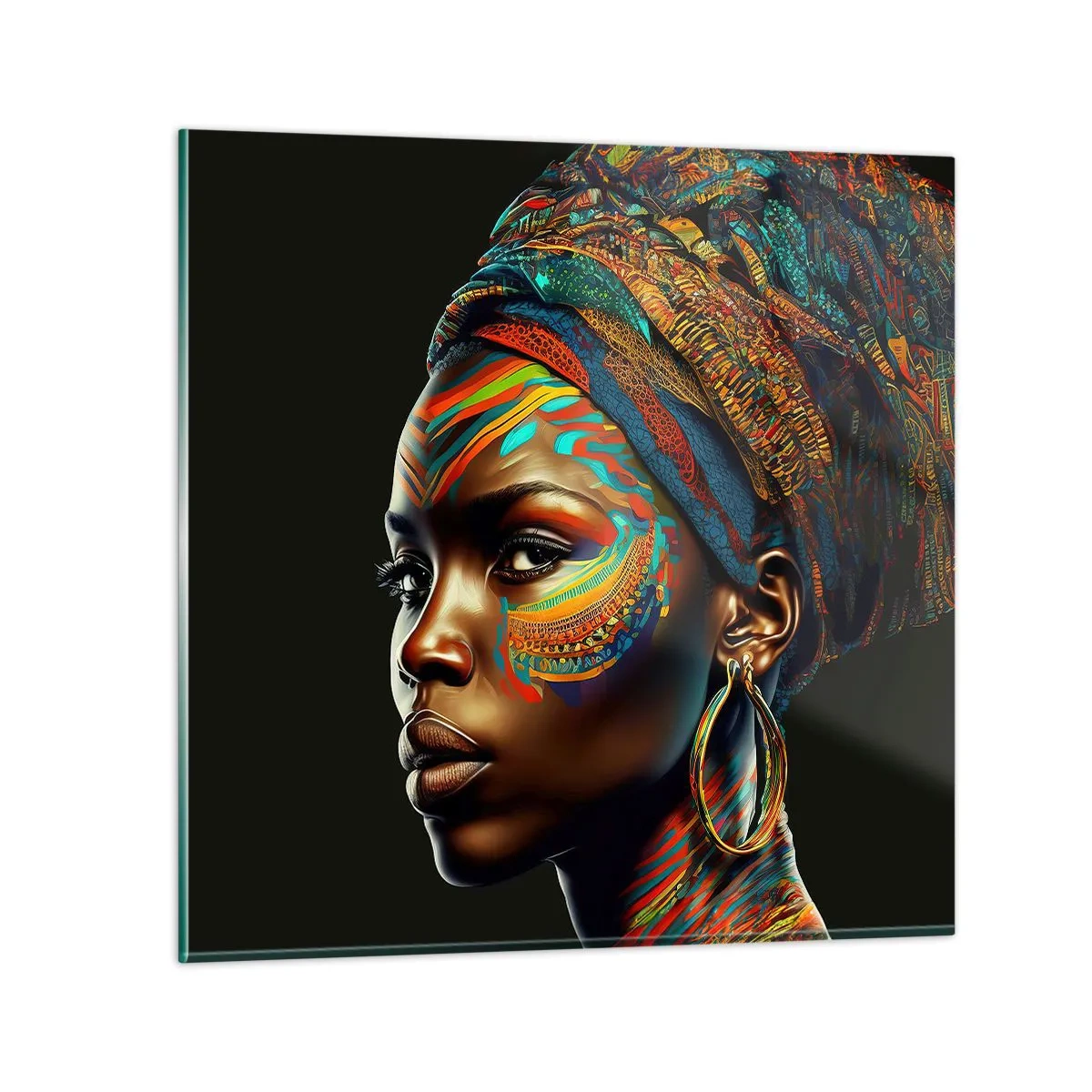 Impression sur verre - Image sur verre - reine africaine - 70x70 cm