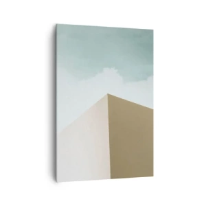 Impression sur toile - Image sur toile - Architecture minimaliste avec des blocs pastel et du ciel - 70x100cm - La géométrie d'un été ensoleillé - Décoration murale moderne pour le salon et la chambre ARTTOR
