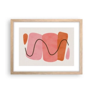 Affiche dans un chêne clair - Poster - mouvement doux des formes - 40x30 cm