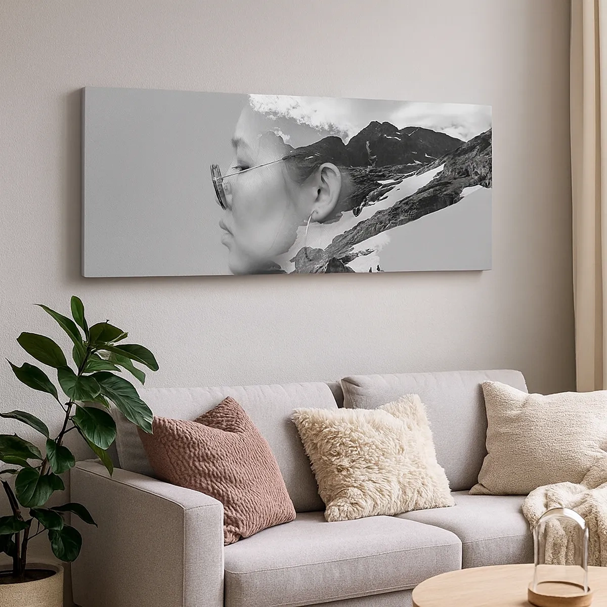 Impression sur toile - Image sur toile - Portrait de montagnes et nuages - 30x30 cm