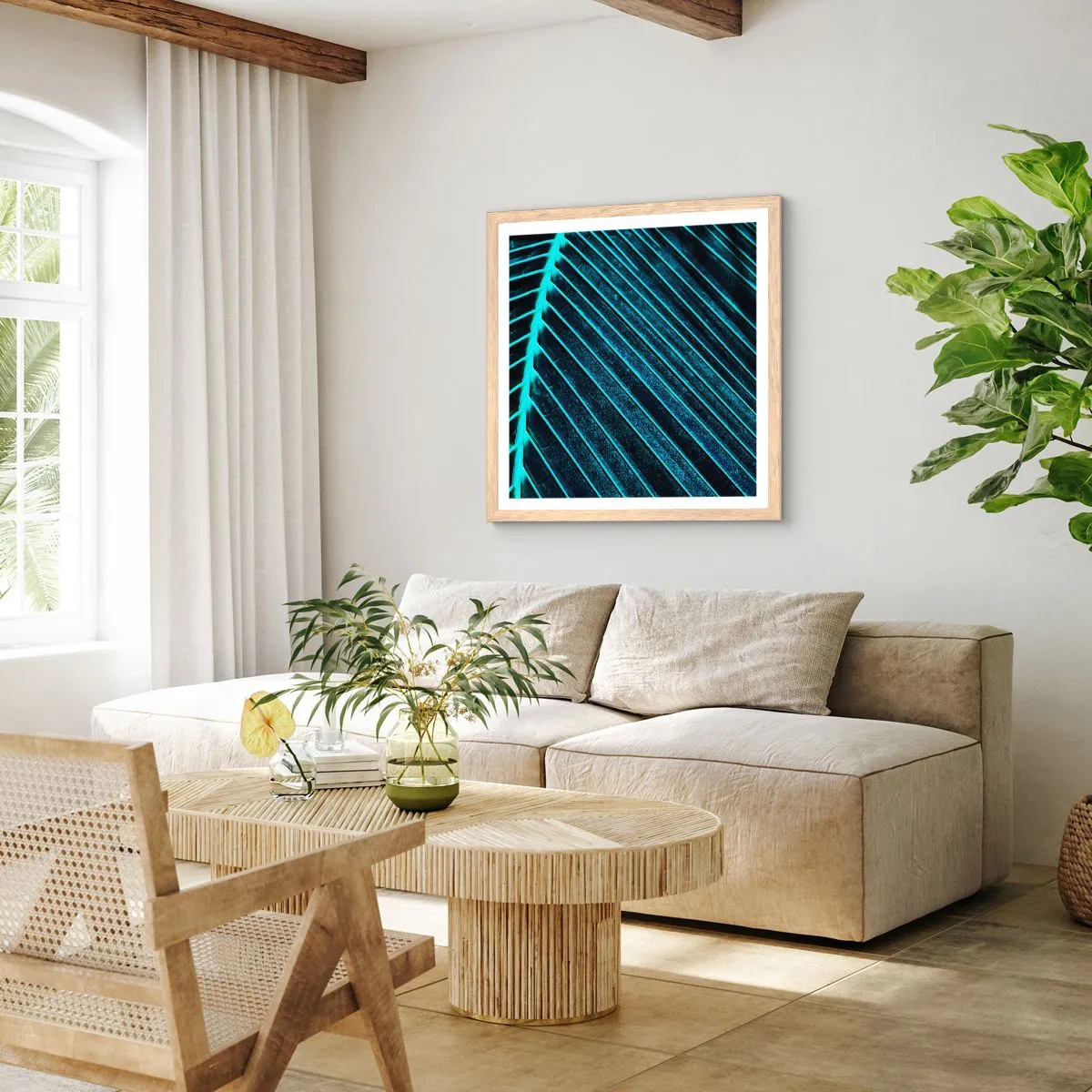 Affiche dans un chêne clair - Poster - Texture verte - 60x60 cm