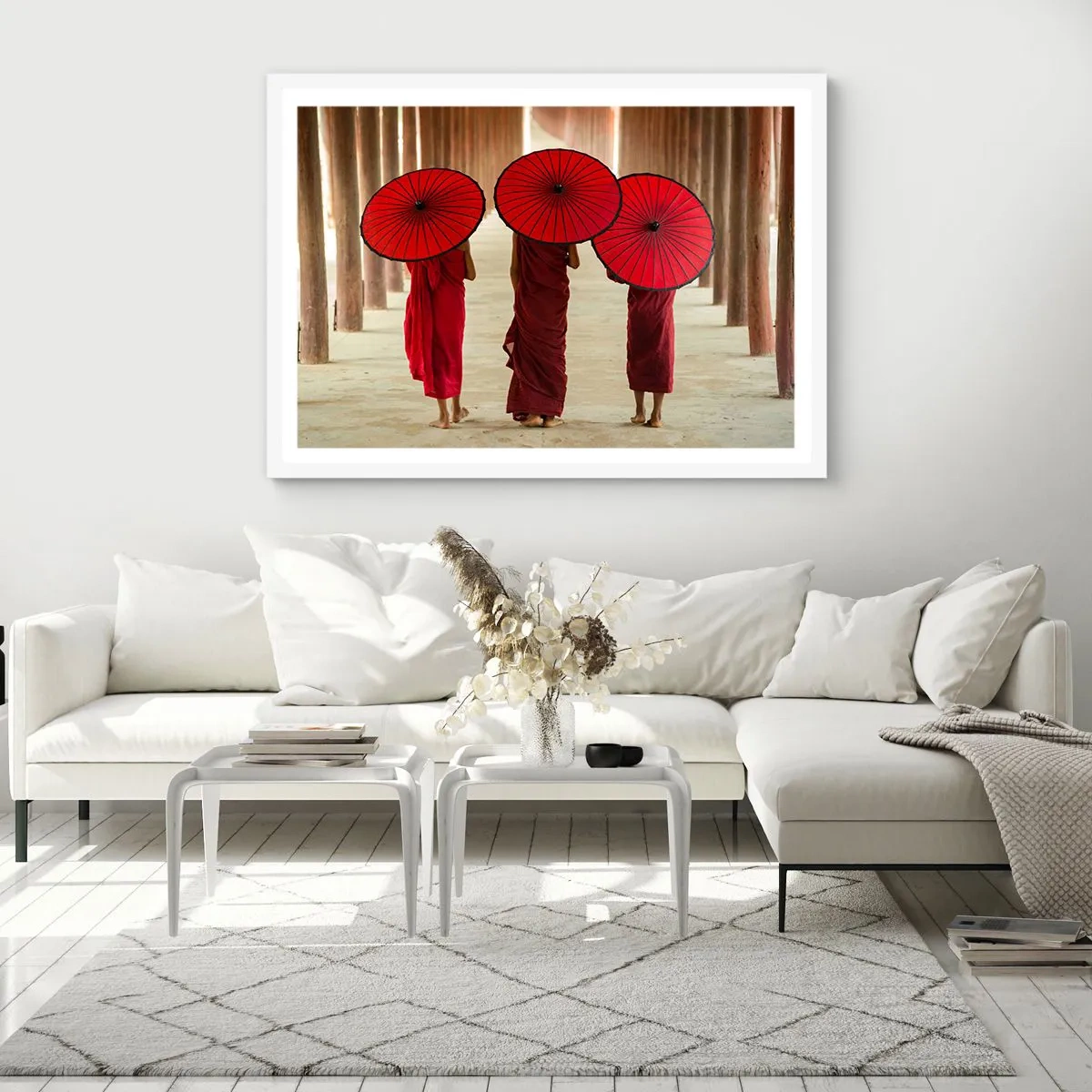 Affiche dans un cadre blanc - Poster - Sur la route du pays pure - 100x70 cm