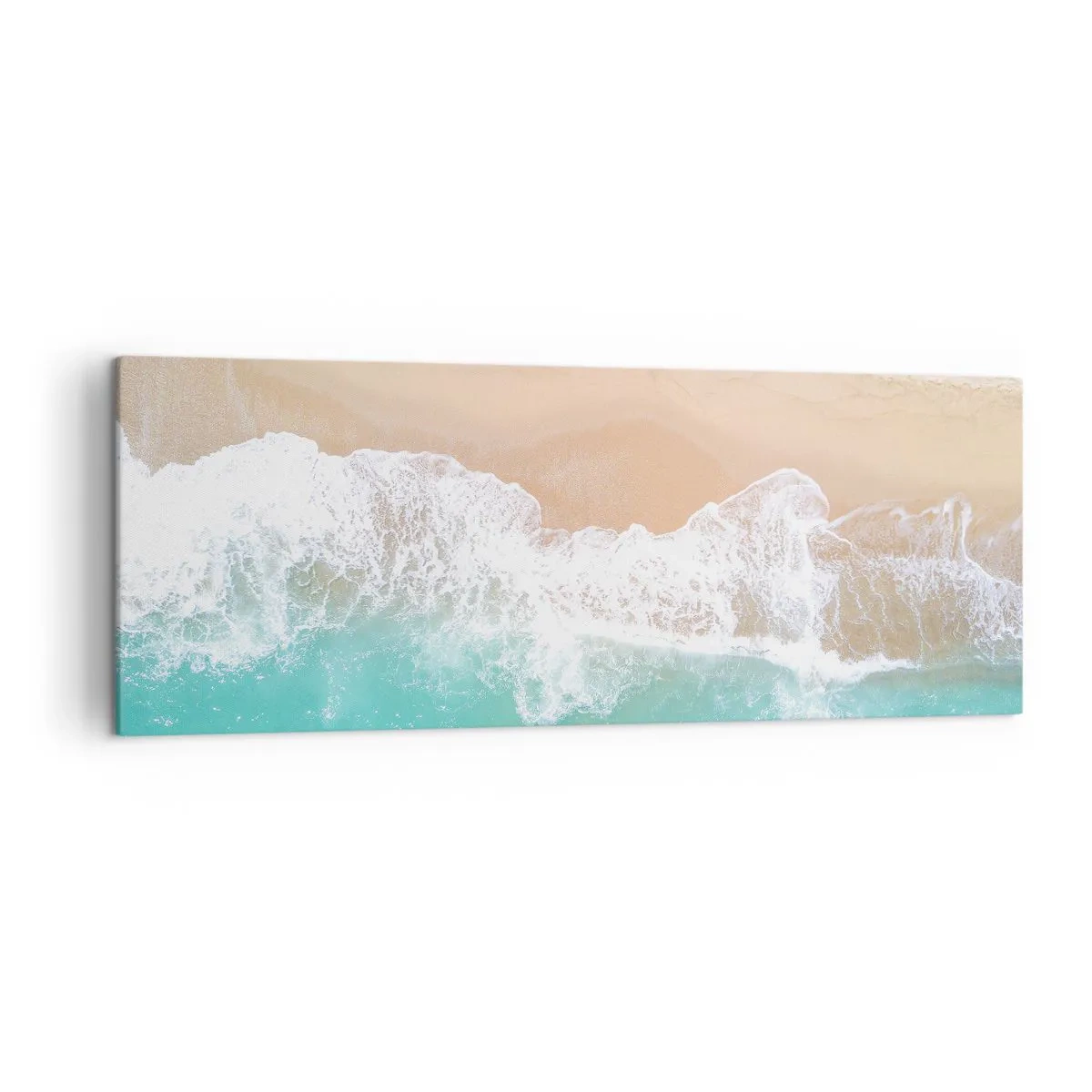 Impression sur toile - Image sur toile - Vue plongeante sur une plage aux eaux turquoise et aux vagues douces - 140x50cm - Caresse de l'océan - Décoration murale moderne pour le salon et la chambre ARTTOR