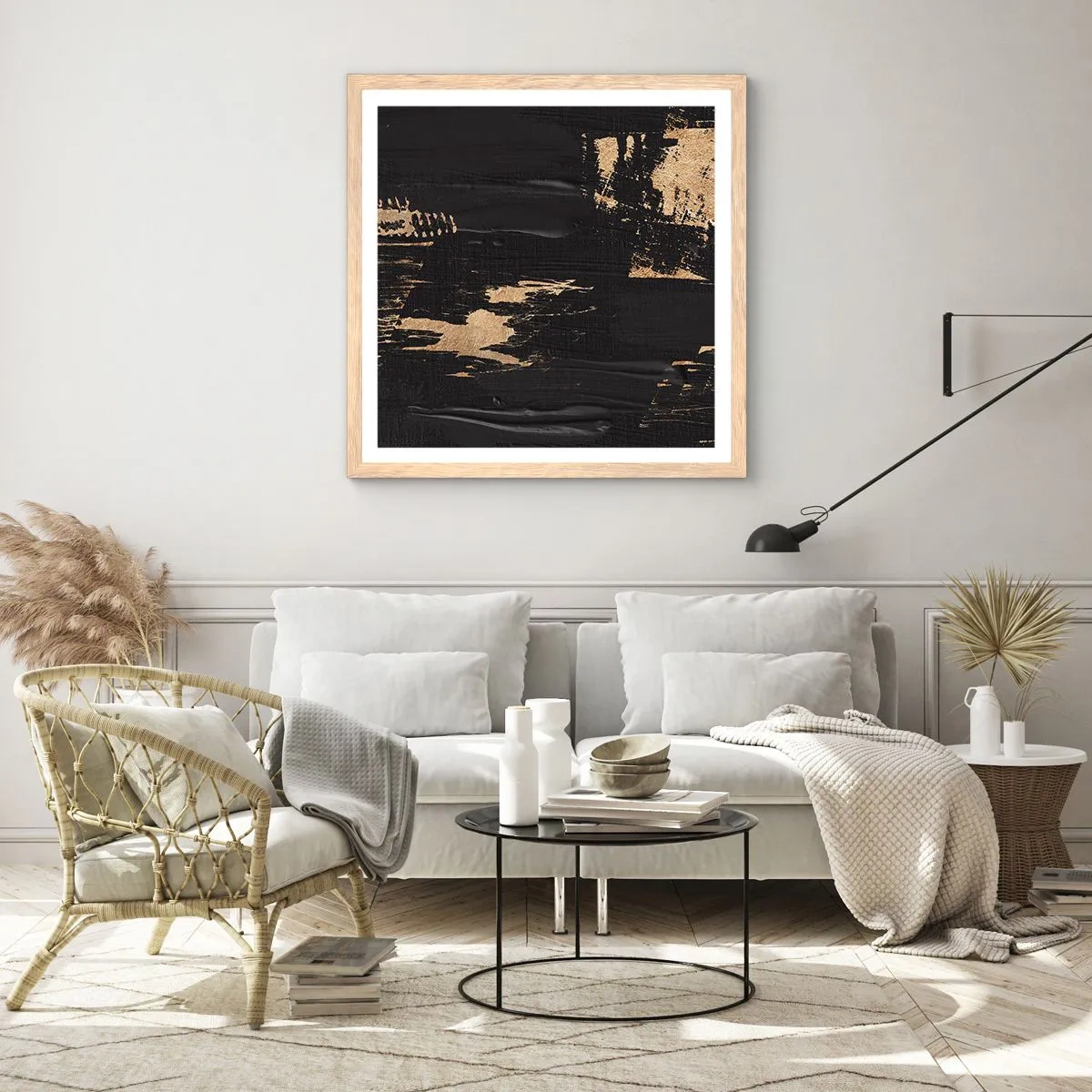 Affiche dans un chêne clair - Poster - Empreinte du toucher - 40x40 cm