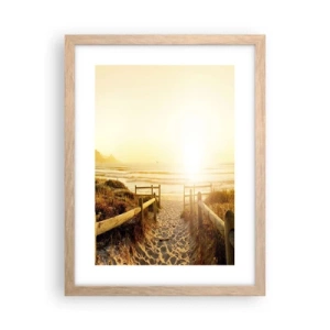 Affiche dans un chêne clair - Poster - A travers la dune, vers le soleil - 30x40 cm