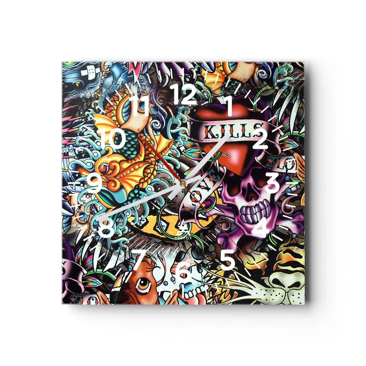 Horloge murale - Pendule murale - Le rêve du tatoueur - 30x30 cm