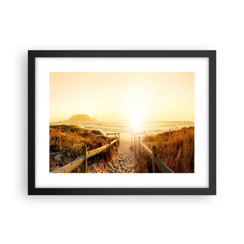Affiche dans un cadre noir - Poster - A travers la dune, vers le soleil - 40x30 cm