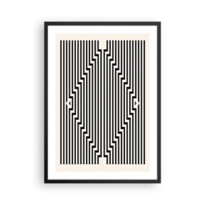 Affiche dans un cadre noir - Poster - Lignes noires et blanches créant une illusion d'optique - 50x70cm - Illusion géométrique - Décoration murale moderne pour le salon et la chambre ARTTOR
