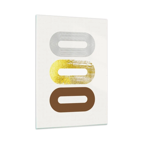 Impression sur verre - Image sur verre - Graphismes géométriques modernes en or et bronze - 50x70cm - Ooo! - Décoration murale moderne pour le salon et la chambre ARTTOR