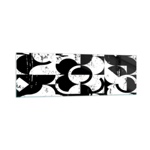 Impression sur verre - Image sur verre - Motif géométrique abstrait noir et blanc avec un effet vintage - 160x50cm - Le blanc est blanc et le noir est noir - Décoration murale moderne pour le salon et la chambre ARTTOR