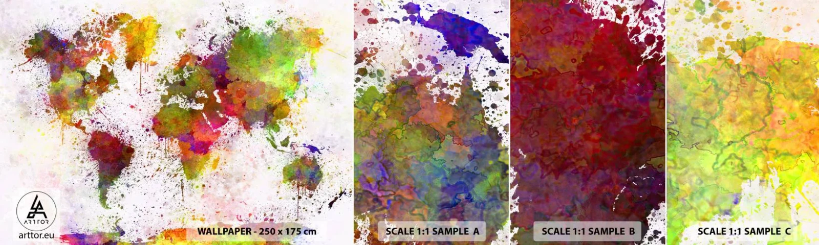 Échantillon de Papier Peint Autocollant Deluxe Sticker - D'une certaine manière ça s'est passé de la même façon - Carte du monde, Continents, Morceau - 100x30 cm