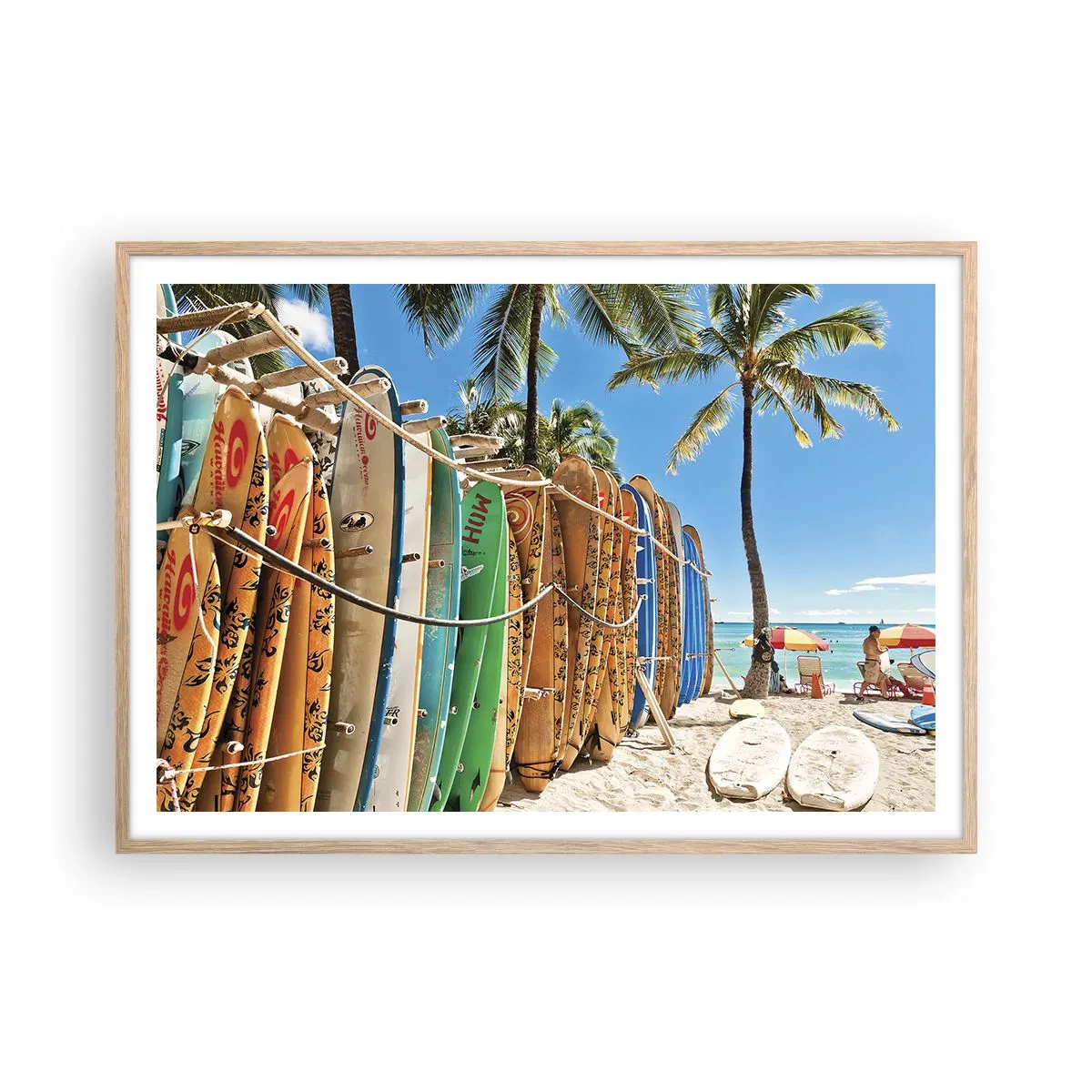 Affiche dans un chêne clair - Poster - Jeux ensoleillés - 100x70 cm