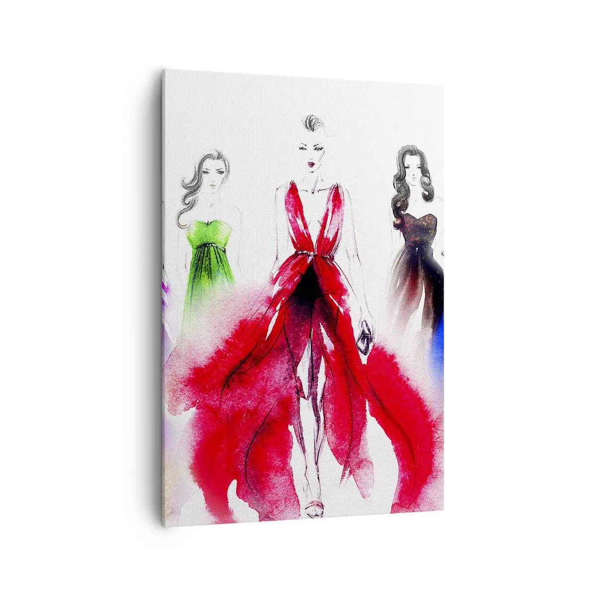 Impression sur toile - Image sur toile - Illustration de mode avec des modèles en robes colorées - 70x100cm - Ambiances pour les déguisements - Décoration murale moderne pour le salon et la chambre ARTTOR