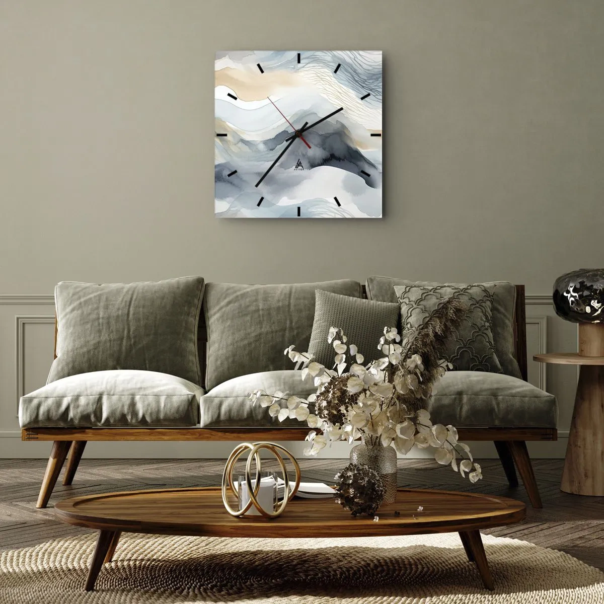 Horloge murale - Pendule murale - Abstraction enneigée et brumeuse - 30x30 cm