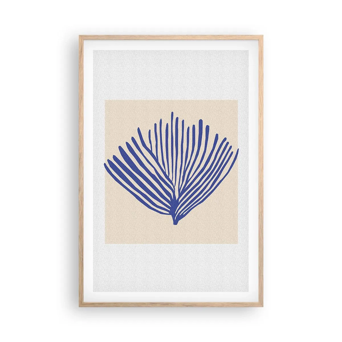 Affiche dans un chêne clair - Poster - Éventail bleu - 61x91 cm