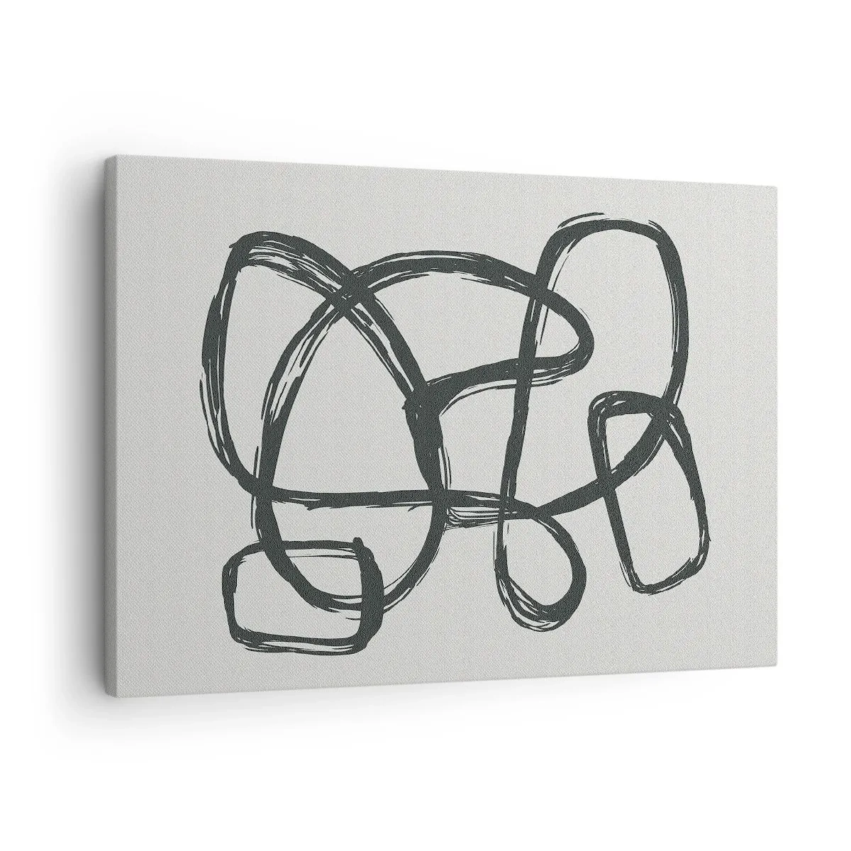 Impression sur toile - Image sur toile - Lignes abstraites créant des formes libres sur un fond clair - 70x50cm - Abstraction en boucle - Décoration murale moderne pour le salon et la chambre ARTTOR