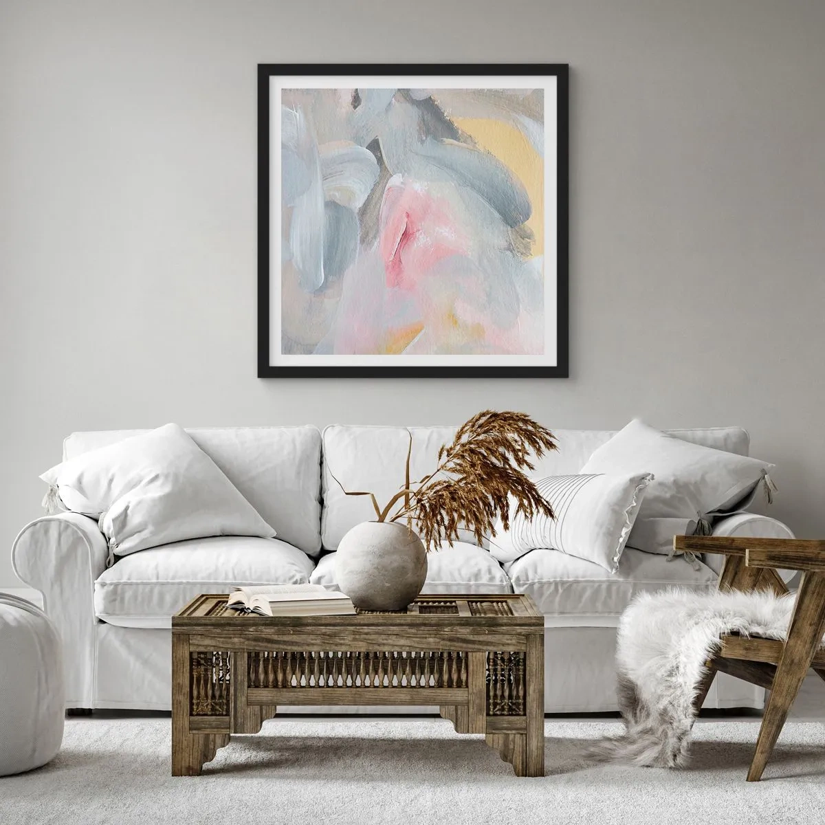 Affiche dans un cadre noir - Poster - Dans un monde pastel - 50x50 cm