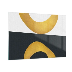 Impression sur verre - Image sur verre - Formes géométriques dorées sur fond blanc et noir - 100x70cm - Avant tout : l’or - Décoration murale moderne pour le salon et la chambre ARTTOR