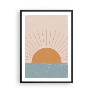 Affiche dans un cadre noir - Poster - Soleil vintage minimaliste à l'horizon - 50x70cm - Un miracle au quotidien - Décoration murale moderne pour le salon et la chambre ARTTOR