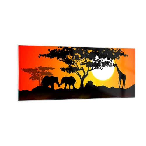 Impression sur verre - Image sur verre - Rencontre dans la savane - 100x40 cm