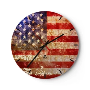 Horloge murale - Pendule murale - Drapeau américain vintage rustique - 30x30cm - La gloire ne s'efface pas - Décoration murale moderne pour le salon, la cuisine et la chambre ARTTOR