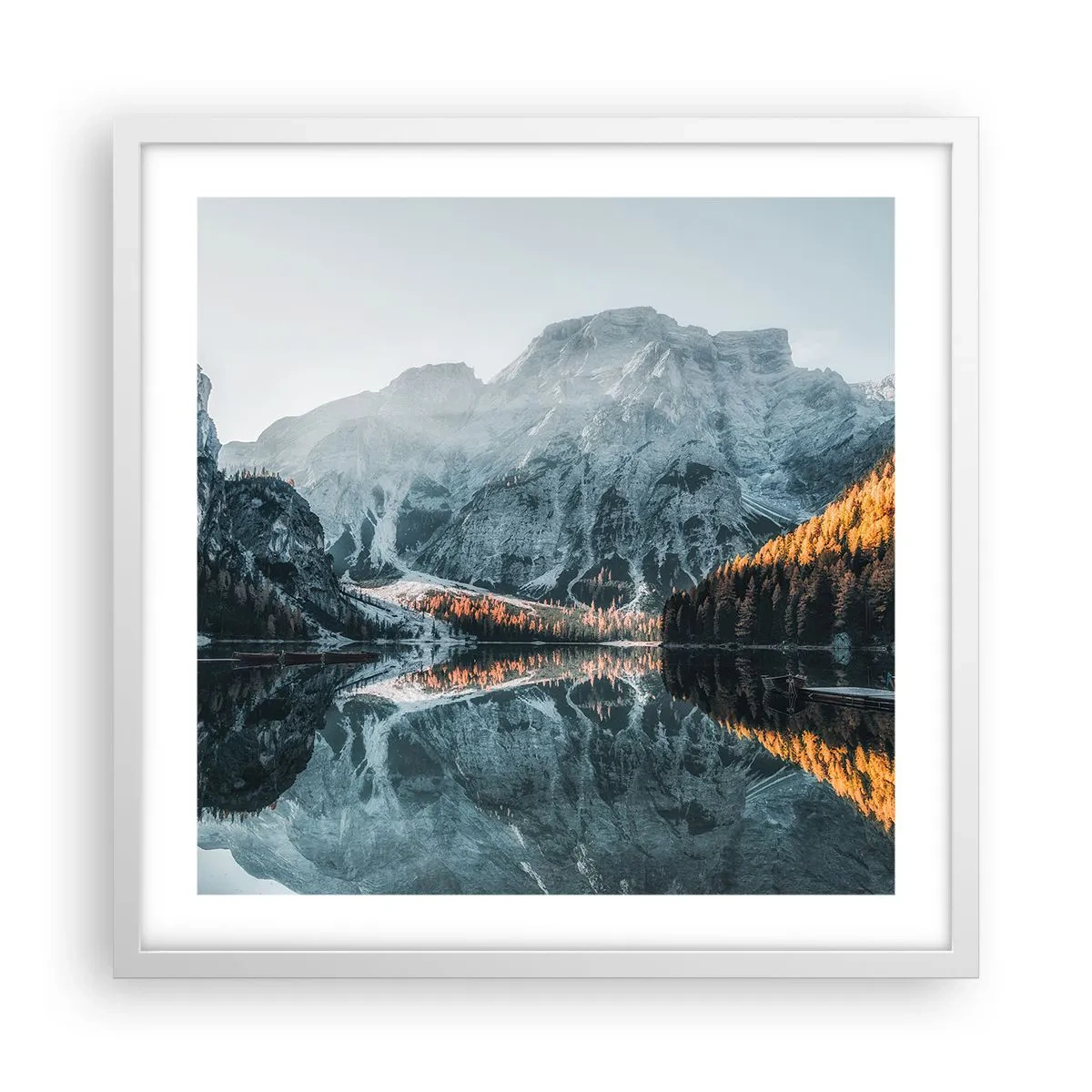 Affiche dans un cadre blanc - Poster - Reflet de paysage - 50x50 cm