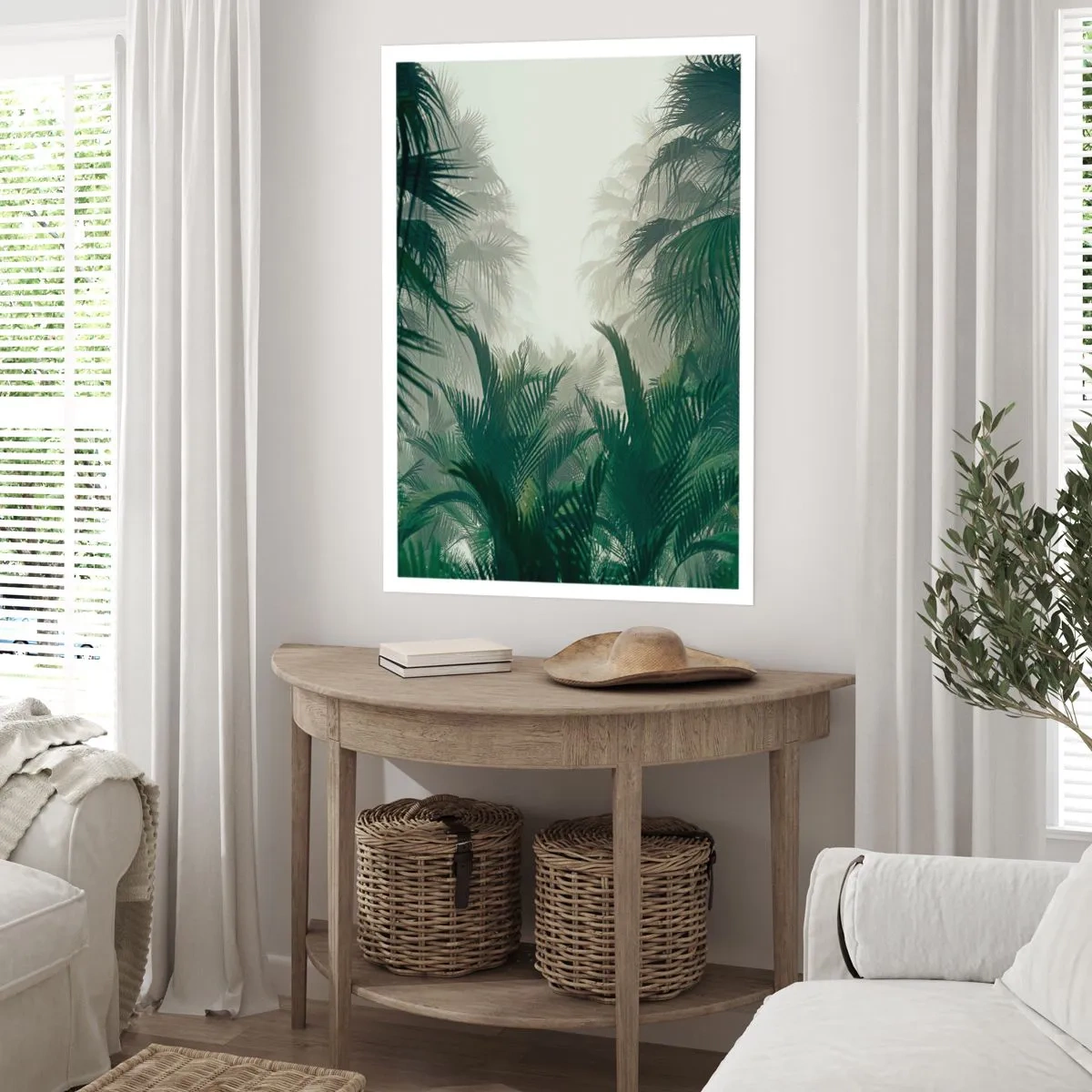 Affiche - Poster - Végétation tropicale dans un décor brumeux - 50x70cm - Secret tropical - Décoration murale moderne pour le salon et la chambre ARTTOR