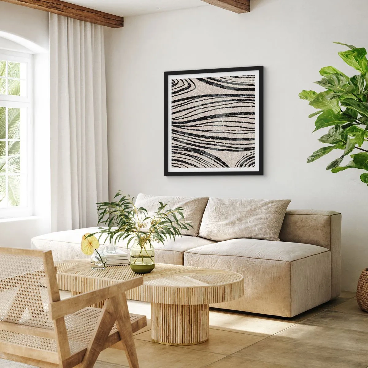 Affiche dans un cadre noir - Poster - Ligne de marécage - 50x50 cm