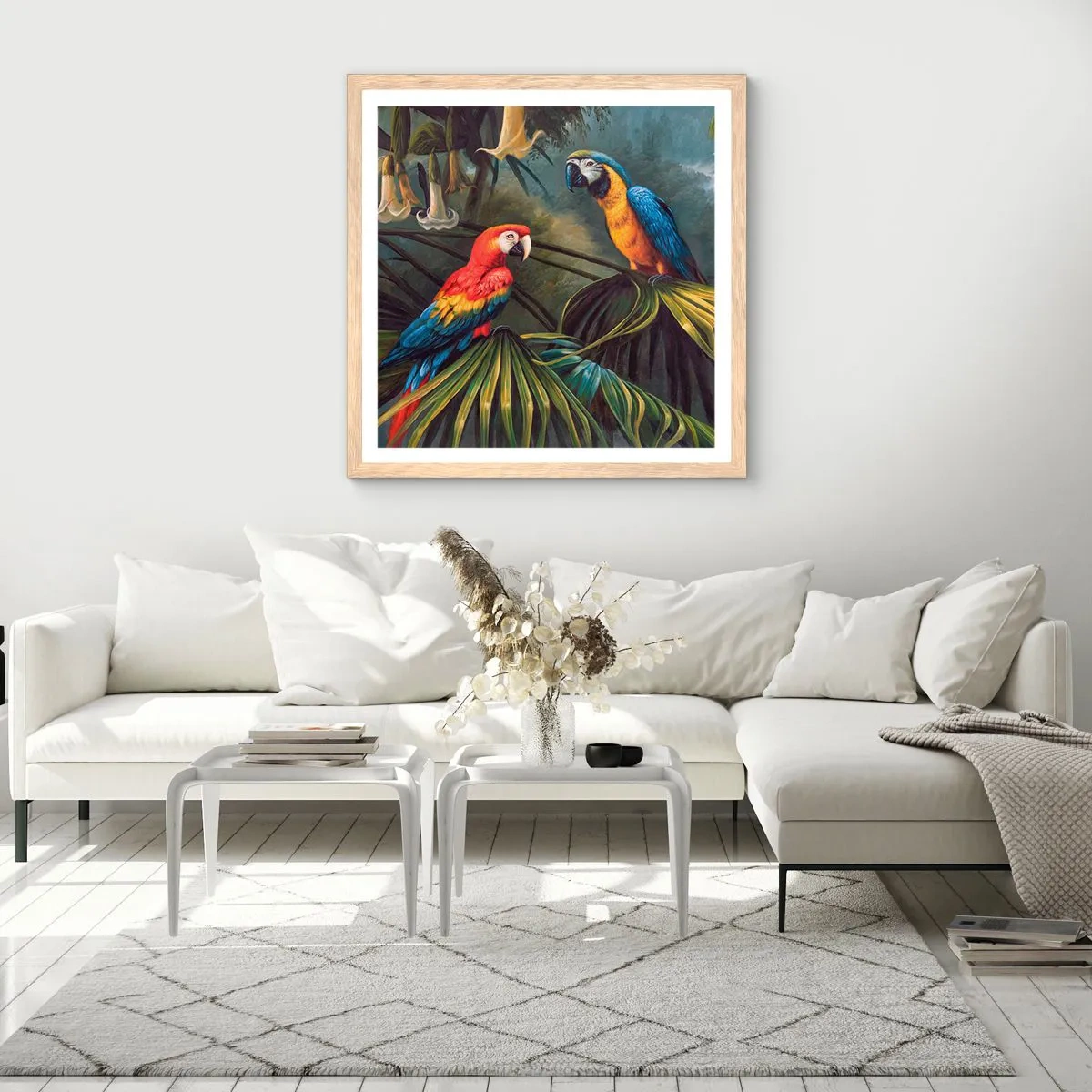 Affiche dans un chêne clair - Poster - Romantisme dans les tropiques - 40x40 cm