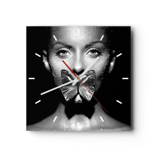Horloge murale - Pendule murale - Baiser papillon - 40x40 cm