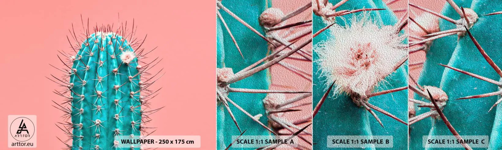 Échantillon de Papier Peint Premium Sand - Juste regarde - Cactus, Pastel, Minimalisme - 100x30 cm