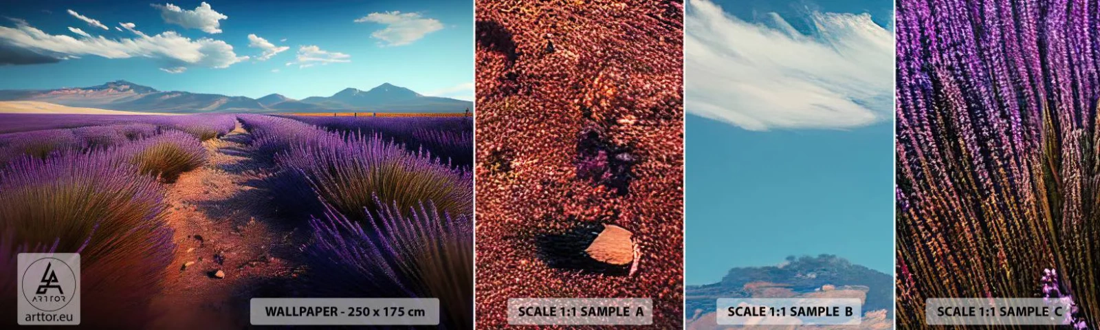 Échantillon De Papier Peint Standard Eco - Champs parfumés - Lavande, Horizon, Paysage - 100x30 cm