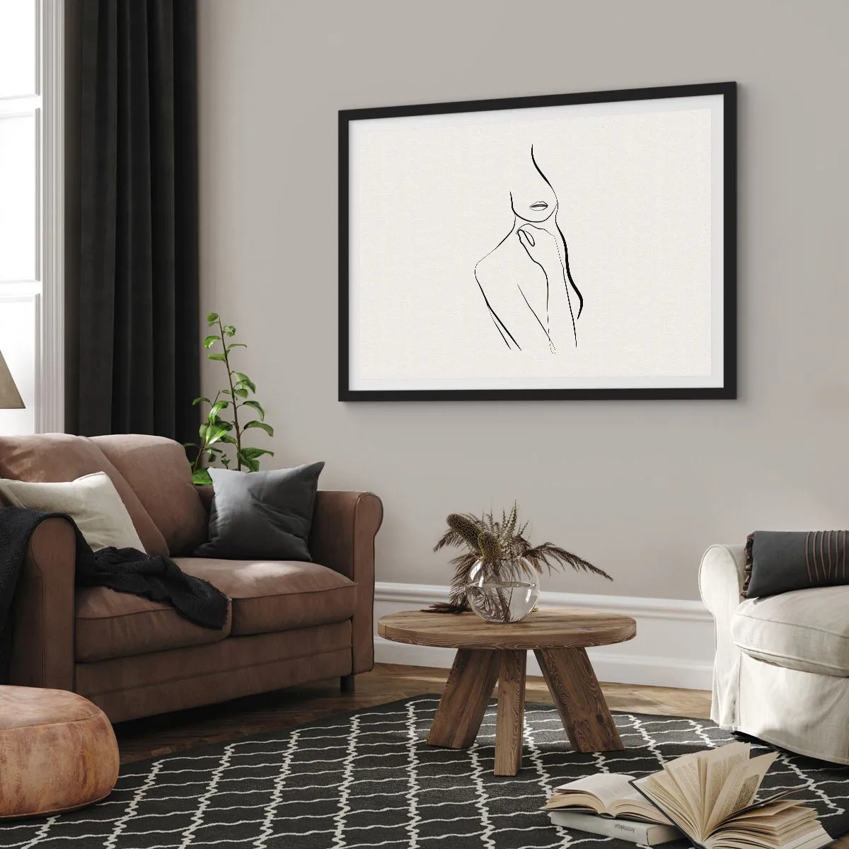 Affiche dans un cadre noir - Poster - Vague de mélancolie - 40x30 cm