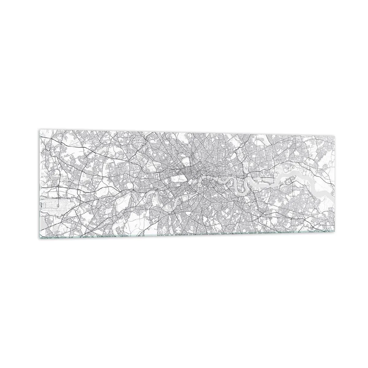 Impression sur verre - Image sur verre - Un plan de ville minimaliste en nuances de gris - 160x50cm - Carte du labyrinthe londonien - Décoration murale moderne pour le salon et la chambre ARTTOR