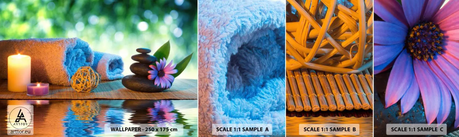 Échantillon de Papier Peint Autocollant Deluxe Sticker - Temps pour le corps - Spa, Bougie, Culture Japon - 100x30 cm